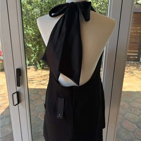 NWT Lulus Perfected Black Cowl Halter A-Line Mini Dress - Picture 5 of 8